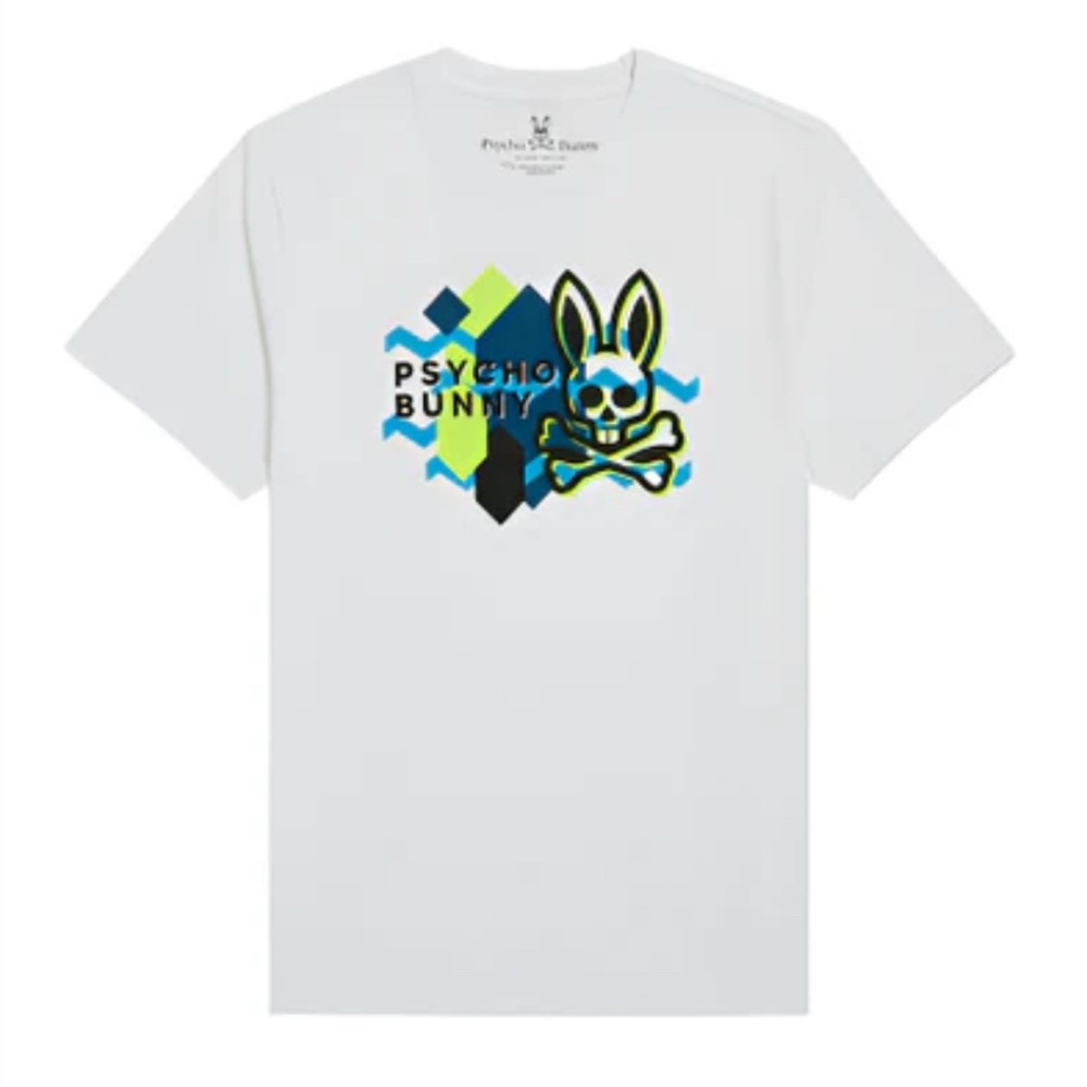 PSYCHO BUNNY mens size 5XL tall white short sleeve shirt